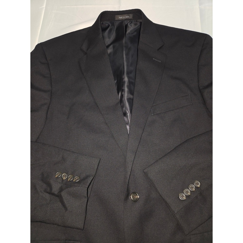 Chaps Mens Black 100% Wool Two Button Blazer Sport Coat Size 42L